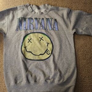 NIRVANA Gray Crew Neck Sweater